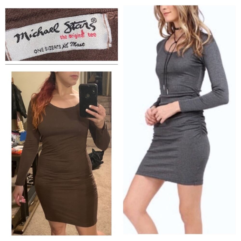 Anthropologie Michael Stars bodycon brown mini dress